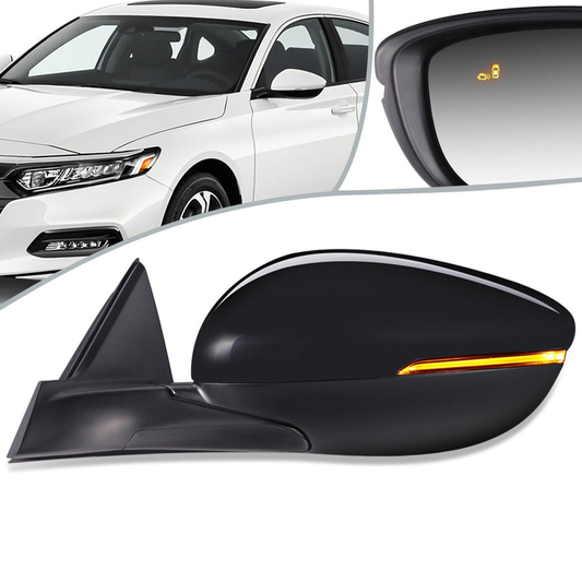 RETROVISOR MIRROR - OEM - 16-17 HONDA ACCORD 4-DR - POWERED - HEATED - W/ SIGNAL LIGHT - W/ BSD - FOLDING - BLACK MATERIAL - LEFT