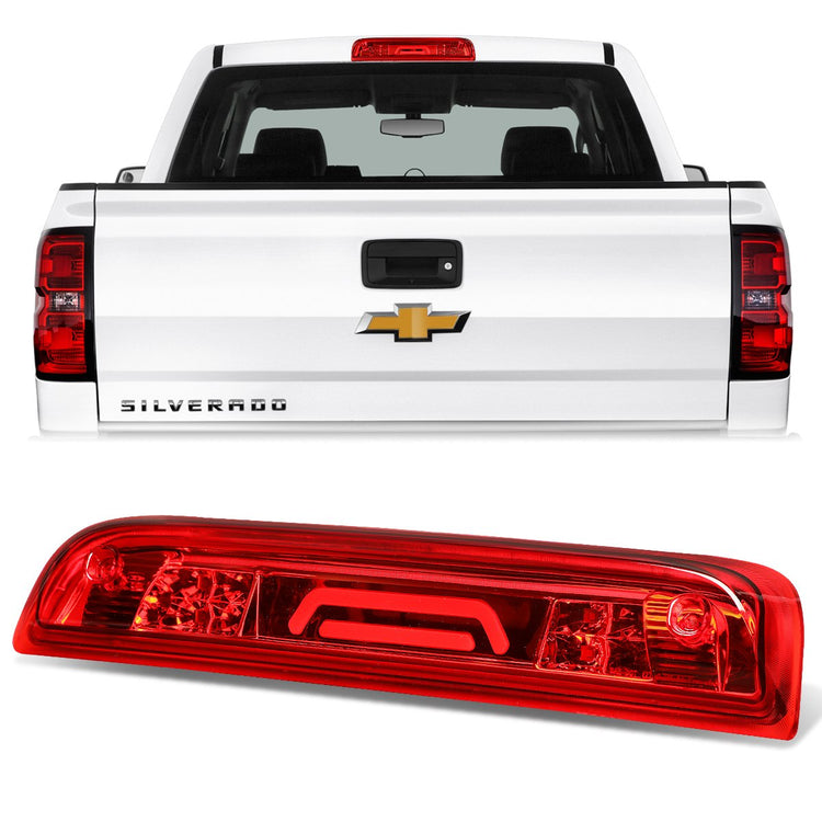 LUZ DE FRENO 14-20 CHEVY SILVERADO 1500, GMC SIERRA 1500 / 15-20 SILVERADO 2500HD, 3500HD, SIERRA 2500HD, 3500HD / 2019 GMC SIERRA 1500 LIMITED - FITS MODELS WITH CARGO LIGHT - 3D - LED - RED