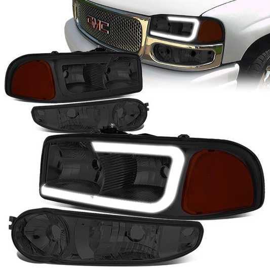 FAROS 00-06 GMC YUKON / 01-06 GMC YUKON XL 1500 / 02-06 GMC SIERRA 1500 / 2007 GMC SIERRA 1500 CLASSIC - FITS DENALI MODELS ONLY - LED DRL - SMOKE HOUSING / AMBER CORNER - 9005 LOW BEAM / 9005 HIGH BEAM