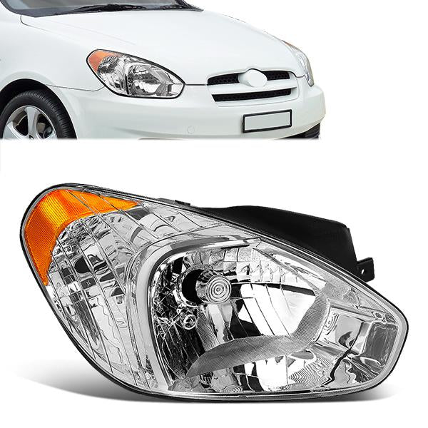 FAROS 06 HYUNDAI ACCENT / 07-11 HYUNDAI ACCENT - USES H4 HIGH / LOW BEAM BULBS / 2357A PARKING / TURN SIGNAL - FITS 06 HYUNDAI ACCENT USA BUILT AFTER 05/23/06 &  FITS 06  HYUNDAI ACCENT SEDAN CANADA BUILT AFTER 05/23/06 - RIGHT - OE STYLE - CHROME