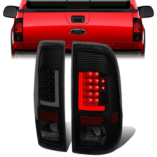 FAROS TRASEROS 08-16 FORD F-250, F-350, F-450, F-550 - SUPER DUTY / 09-16 FORD F-350, F-450 / 15-16 FORD F-550 - L-BAR - 3D - LED - BLACK / SMOKE