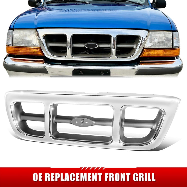 PARRILLA GRILLE - FD RANGR '98-'00/01-'03/04-05/ GRILLE ASS'Y 98-00/ CHROME/SILVER-GRAY/ (4WD/XLT)//PARTS.NO,FO1200341//OEM NO,F87Z8200KAA