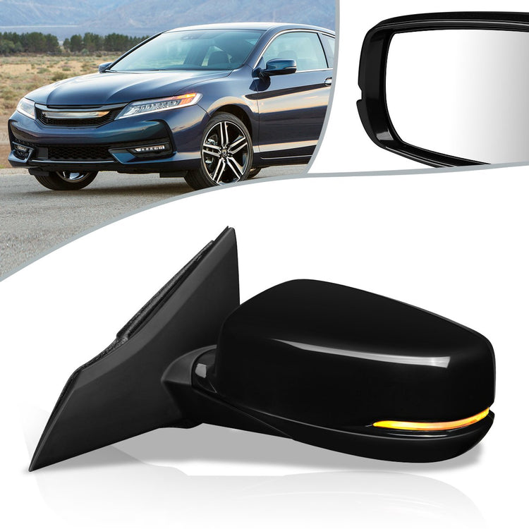 RETROVISOR MIRROR - OEM - 16-17 HONDA ACCORD - POWERED - HEATED - W/ SIGNAL LIGHT - FOLDING - BLACK MATERIAL - LEFT