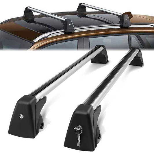 PORTAEQUIPAJE ROOF RACK CROSS BARS - 09-15 BMW X1 - MOUNTS ONTO OEM ROOF RAILS ONLY - W/ LOCK+KEY - BLACK / SILVER