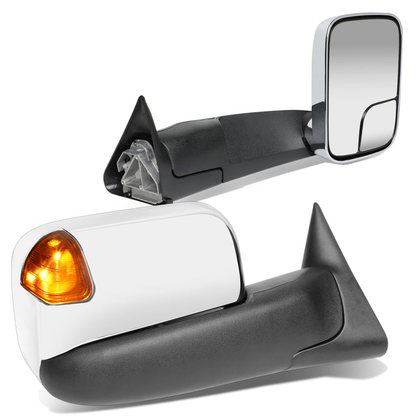 RETROVISORES EXTENDIBLES TOWING MIRROR - 94-01 DODGE RAM 1500 / 94-02 DODGE RAM 2500, 3500 - PAIR - POWERED, W/ O HEATED - LED AMBER SIGNAL - CHROME