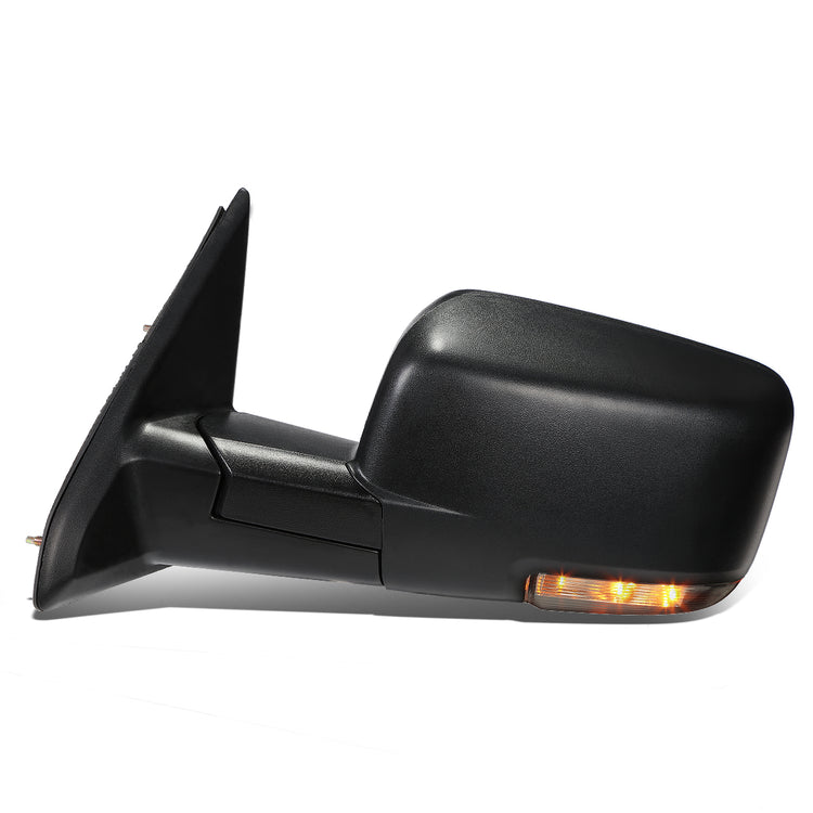 RETROVISORES EXTENDIBLES TOWING MIRROR - 09-16 DODGE RAM 1500 / 10-16 DODGE RAM 2500, 3500, 4500, 5500 - OE STYLE - LEFT - POWERED W/ HEATED W/ TEMPERATURE SENSOR W/ PUDDLE LIGHT - LED AMBER SIGNAL - BLACK