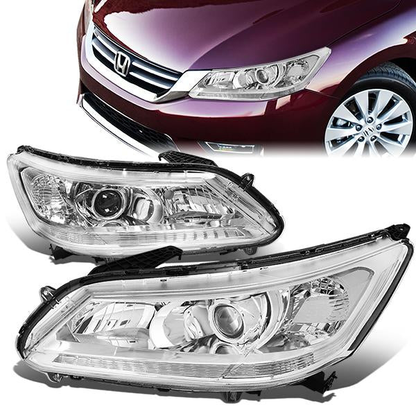 FAROS 13-15 HONDA ACCORD 4-DOOR - PROJECTOR - H11 LOW BEAM / 9005 HIGH BEAM - CHROME HOUSING / CLEAR CORNER