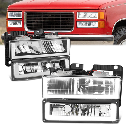 FAROS CLEAR LENS,CLEAR REFLECTOR,BLACK HOUSING - 4PCS - LED BAR - 92-94 CHEVROLET BLAZER / 88-99 CHEVROLET C1500 / 92-99 CHEVROLET C1500 SUBURBAN / 88-00 CHEVROLET C2500 / 92-99 CHEVROLET C2500 SUBURBAN / 88-00 CHEVROLET C3500 / 88-99 CHEVROLET K1500 /
