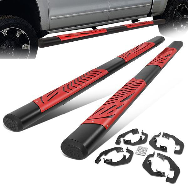ESTRIBOS 5" - 07-18 CHEVY SILVERADO 1500, GMC SIERRA 1500 / 07-19 CHEVY SILVERADO 2500HD, SILVERADO 3500HD, GMC SIERRA 2500HD, SIERRA 3500HD - DOES NOT FIT DIESEL MODELS EQUIPPED WITH DEF TANK - BLACK / RED