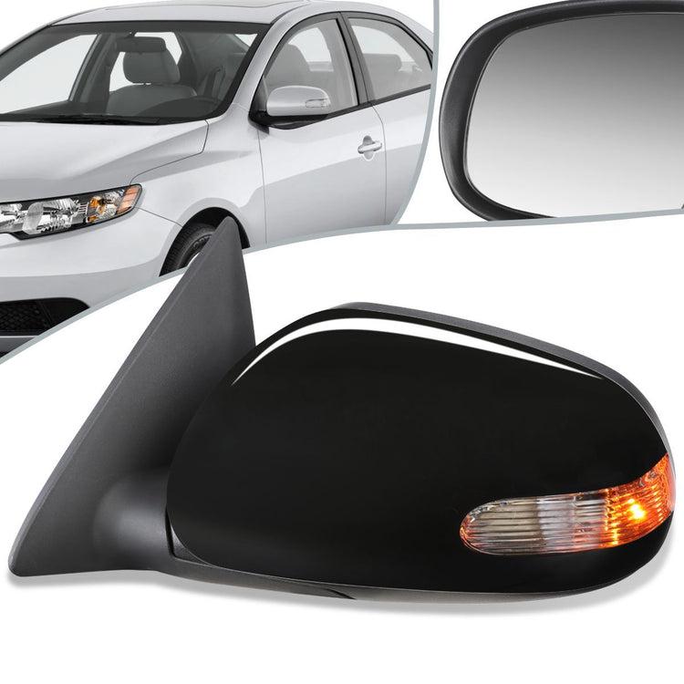 RETROVISOR MIRROR - OEM - 10-13 KIA FORTE KOUP - POWERED - HEATED - TEXTURED - BLACK - LEFT