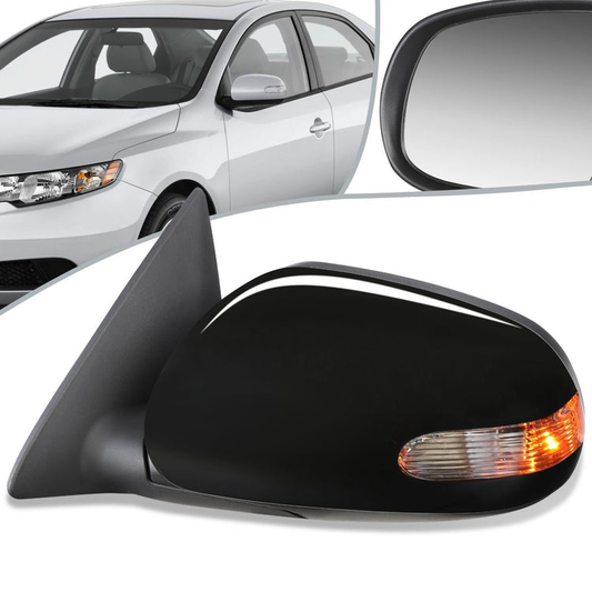 RETROVISOR MIRROR - OEM - 10-13 KIA FORTE KOUP - POWERED - HEATED - TEXTURED - BLACK - LEFT