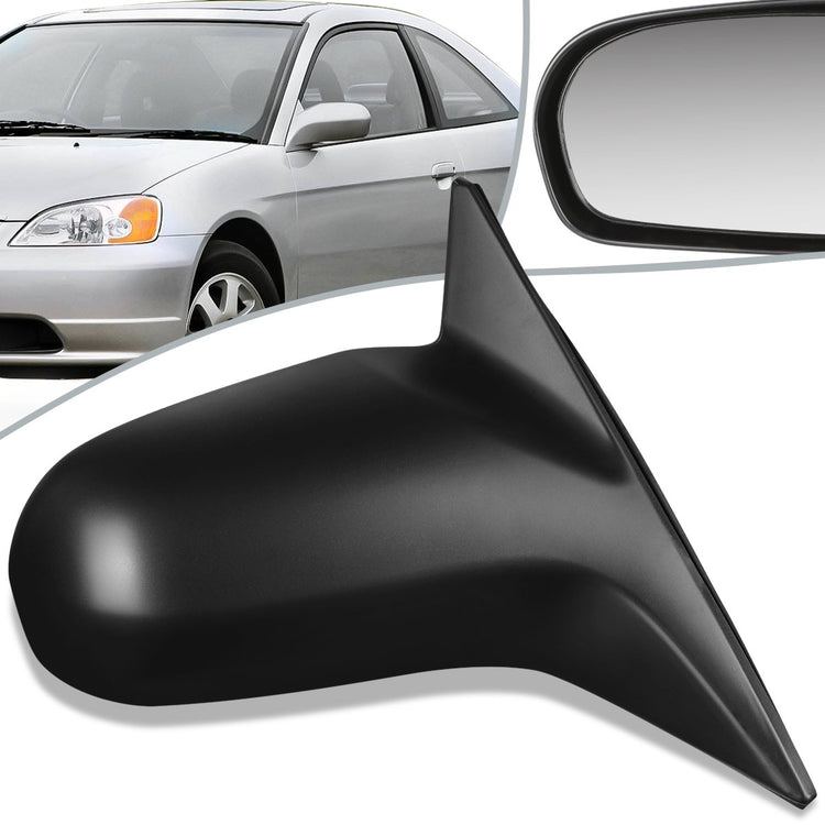 RETROVISOR MIRROR - OEM - 01-05 HONDA CIVIC 2-DOOR HX LX - POWERED - PAINTABLE - BLACK - RIGHT