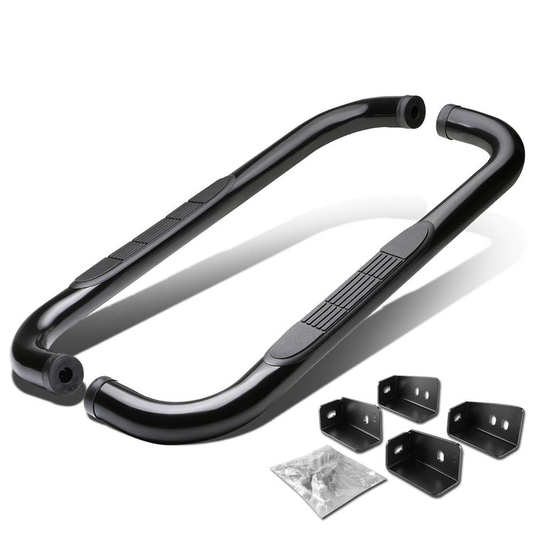 ESTRIBOS 3" - ROUND - 90 DEG - 99-16 CHEVY SILVERADO, GMC SIERRA - STANDARD CAB - BLACK