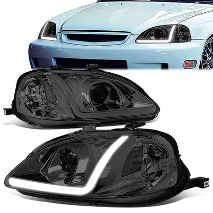 FAROS 99-00 HONDA CIVIC - LED RUNNING LIGHT REQUIRES WIRING INTO EXISTING LIGHTING WIRE HARNESS - LED DRL - PROJECTOR - SMOKE HOUSING / CLEAR CORNER - H7 LOW BEAM / H7 HIGH BEAM