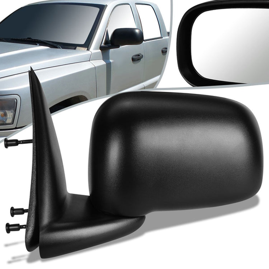 RETROVISOR MIRROR - 05-10 DODGE DAKOTA - MANUAL - OEM - LEFT - TEXTURED/BLACK