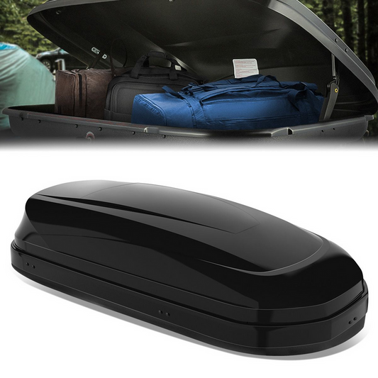 PORTAEQUIPAJE ROOF RACK CARGO ROOF BOX - UNIVERSAL - 133CM - 330L - 110 LBS - ATTACHES TO VEHICLES WITH CROSS BARS ONLY - GLOSSY SMOOTH BLACK