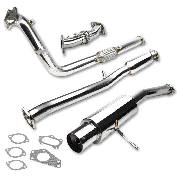 TURBO EXHAUST TURBOBACK EXHAUST - 3" - 02-07 SUBARU WRX STI - ROUND CANISTER