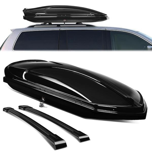 PORTAEQUIPAJE ROOF RACK CROSS BARS + CARGO ROOF BOX - 05-10 HONDA ODYSSEY - ONLY FITS WITH OEM ROOF RAILS - BLACK