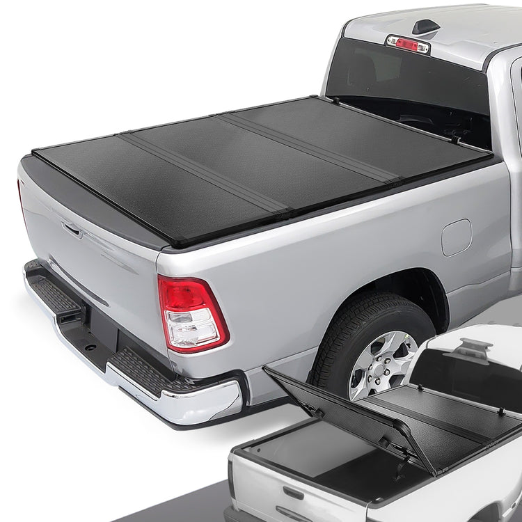 TAPADERA DE CAJUELA TONNEAU COVER - HARD TRI-FOLD - 19-20 DODGE RAM 1500 - FITS NEW BODY MODEL ONLY - DOES NOT FIT CLASSIC MODEL - FITS 76.3FT FLEETSIDE BED MODELS WITHOUT RAM BOX