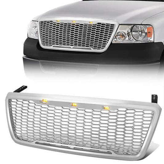 PARRILLA GRILLE - 04-08 FORD F-150 - HONEYCOMB MESH - W/ LED LIGHTS - CHROME