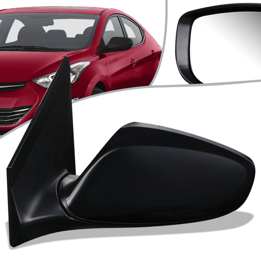 RETROVISOR MIRROR - OEM - 11-13 HYUNDAI ELANTRA - POWERED - HEATED - FOLDING - BLACK MATERIAL - LEFT