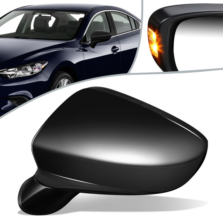 RETROVISOR MIRROR - OEM - 14-17 MAZDA 6 - POWERED - HEATED - W/ SIGNAL LIGHT - FOLDING - BLACK MATERIAL - LEFT
