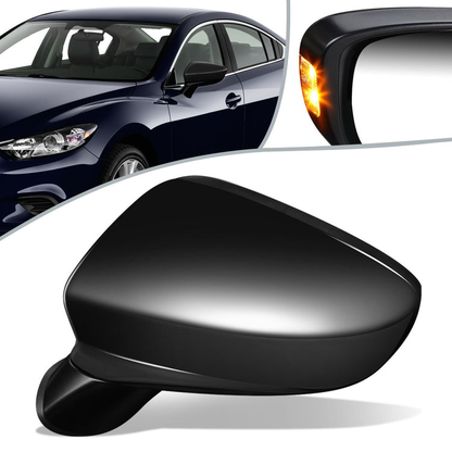 RETROVISOR MIRROR - OEM - 14-17 MAZDA 6 - POWERED - HEATED - W/ SIGNAL LIGHT - FOLDING - BLACK MATERIAL - LEFT