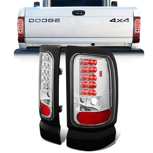 FAROS TRASEROS 94-01 DODGE RAM 1500 / 94-02 DODGE RAM 2500 , 3500 - LED - CHROME / CLEAR