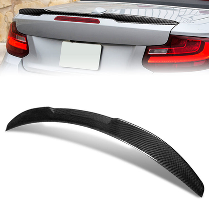 SPOILER CAR TRUNK SPOILER - 18-21 BMW 220I / 17-21 BMW 230I / 17-21 BMW 230I XDRIVE / 17-21 BMW M240I / 17-21 BMW M240I XDRIVE / 15-16 BMW 228I / 15-16 BMW 228I XDRIVE / 15-16 BMW M235I / 15-16 BMW M235I XDRIVE - FITS COVERTIBLE MODELS ONLY - CARBON FIBER