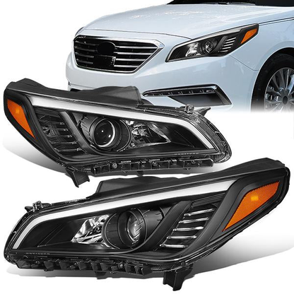 FAROS 15-17 HYUNDAI SONATA - FITS MODELS WITH HALOGEN HEADLIGHTS - PROJECTOR LOW BEAM - 9005 HIGH / H7 LOW BEAM - BLACK HOUSING / AMBER CORNER