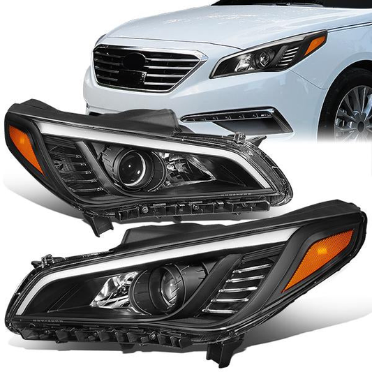 FAROS 15-17 HYUNDAI SONATA - FITS MODELS WITH HALOGEN HEADLIGHTS - PROJECTOR LOW BEAM - 9005 HIGH / H7 LOW BEAM - BLACK HOUSING / AMBER CORNER