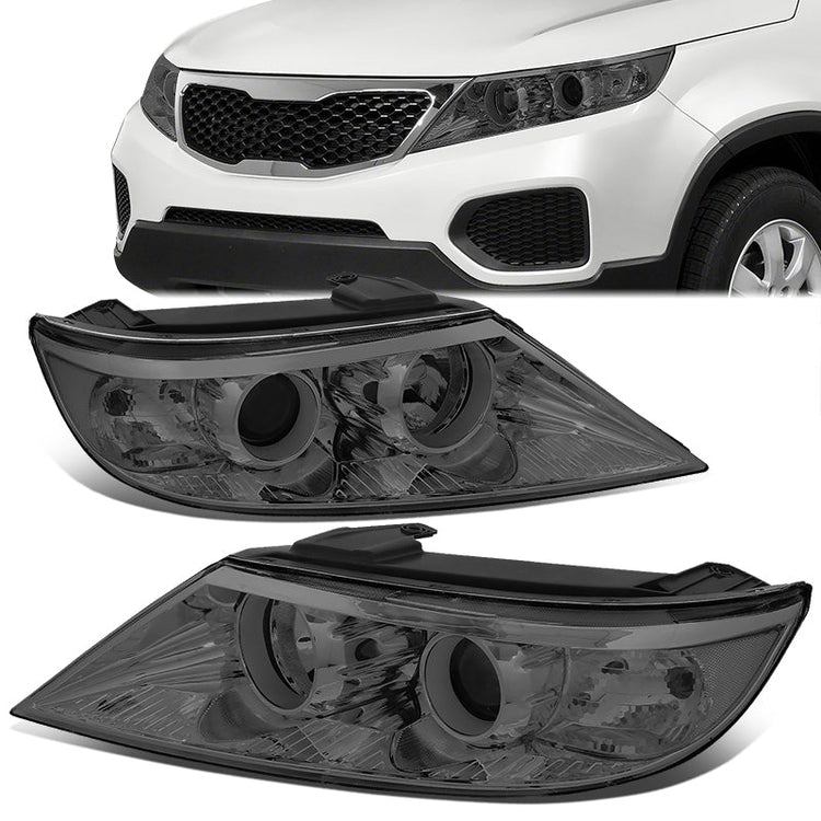 FAROS 11-13 KIA SORENTO - OE STYLE - H11 LOW BEAM / H1 HIGH BEAM / 2357A TURN SIGNAL - CHROME HOUSING / SMOKED LENS / CLEAR CORNER