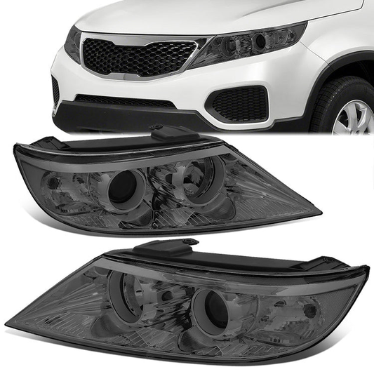 FAROS 11-13 KIA SORENTO - OE STYLE - H11 LOW BEAM / H1 HIGH BEAM / 2357A TURN SIGNAL - CHROME HOUSING / SMOKED LENS / CLEAR CORNER