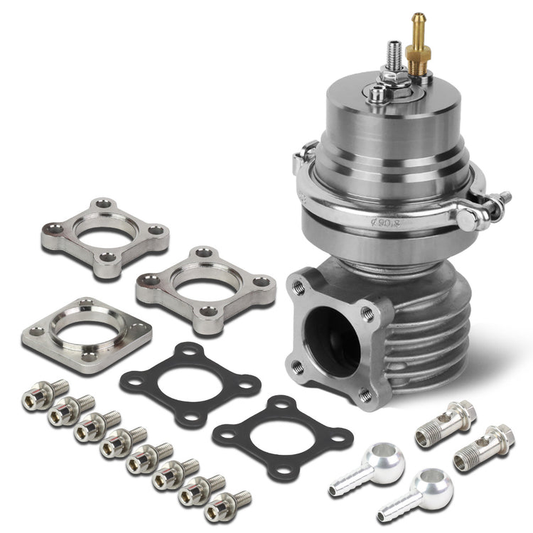 VALVULA DE ALIVIO WASTEGATE - 46MM - 4-BOLT FLANGE - V-BAND TOP - SILVER