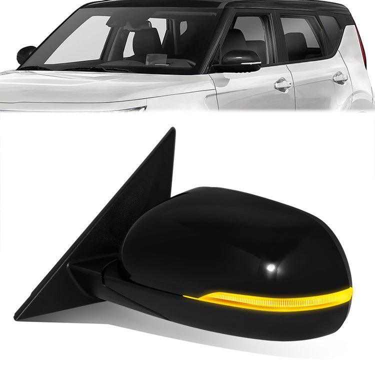 RETROVISOR MIRROR - OE STYLE - KIA SOUL 20-22 - WITH POWER WITH HEATED GLASS WITH TURN SINGAL WITH BLIND SPOT - DRIVER SIDE - PAINT TO MATCH - BLACK