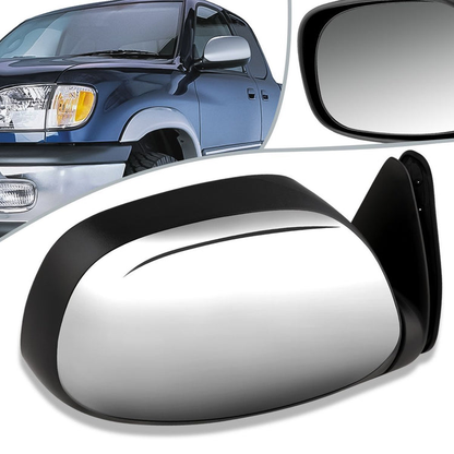 RETROVISOR MIRROR - OEM - 00-04 TOYOTA TUNDRA - POWER MIRROR ADJUSTMENT - W/O HEAT - FOLDING - CHROME - LEFT
