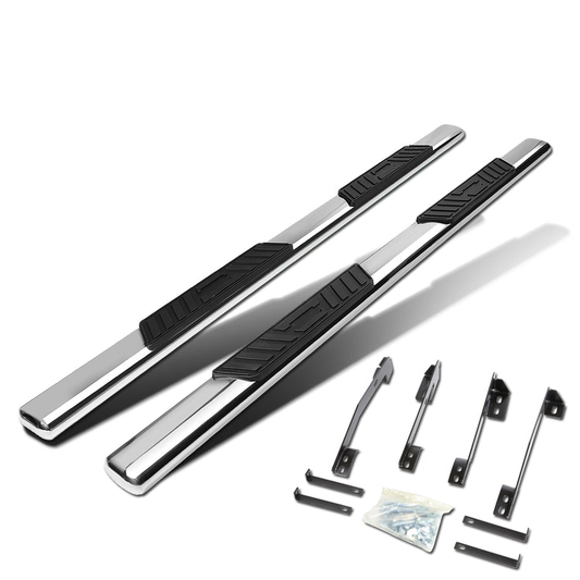 ESTRIBOS 5" - OVAL - STRAIGHT - 98-01 DODGE RAM 1500 / 98-02 DODGE RAM 2500, 3500 - QUAD CAB - SILVER