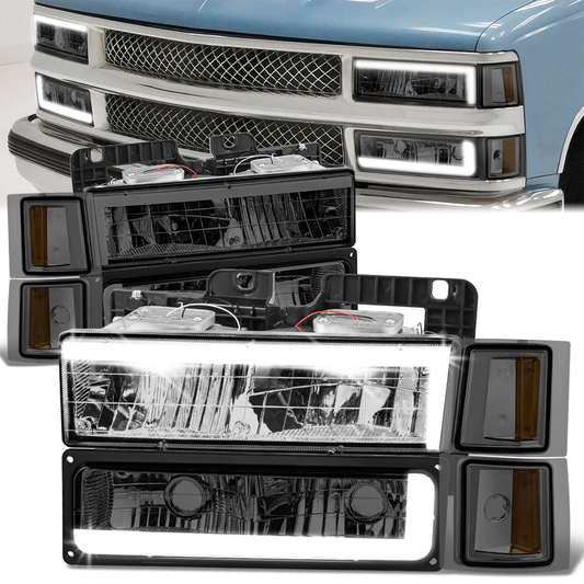 FAROS SMOKE LENS,AMBER REFLECTOR,CHROME HOUSING - 8PCS - LED BAR - 94 CHEVROLET BLAZER / 94-99 CHEVROLET C1500 / 94-99 CHEVROLET C1500 SUBURBAN / 94-00 CHEVROLET C2500 / 94-99 CHEVROLET C2500 SUBURBAN / 94-00 CHEVROLET C3500 / 94-99 CHEVROLET K1500 /