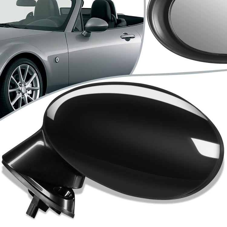 RETROVISOR MIRROR - OEM - 06-15 MAZDA MIATA - POWERED - PAINTABLE - BLACK - LEFT