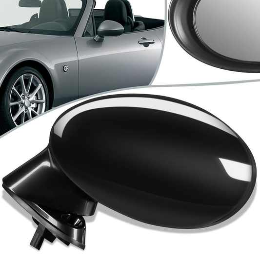 RETROVISOR MIRROR - OEM - 06-15 MAZDA MIATA - POWERED - PAINTABLE - BLACK - LEFT