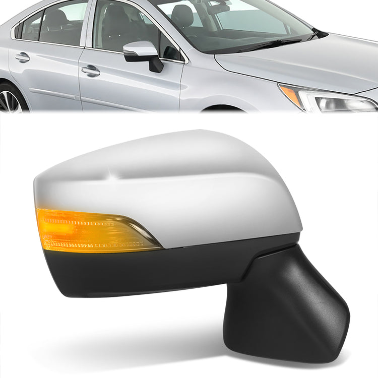 RETROVISOR MIRROR - OE STYLE - SUBARU LEGACY 15-17 - SUBARU OUTBACK 15-17 - WITH POWER WITH HEATED WITH SIGNAL SILVER COVER - PASSENGER SIDE - SMOOTH - BLACK / SILVER