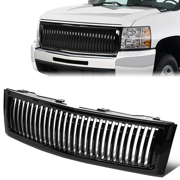 PARRILLA GRILLE - 07-13 CHEVY SILVERADO 1500 - BADGELESS FENCE - BLACK
