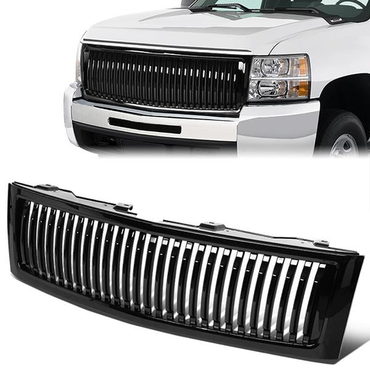 PARRILLA GRILLE - 07-13 CHEVY SILVERADO 1500 - BADGELESS FENCE - BLACK