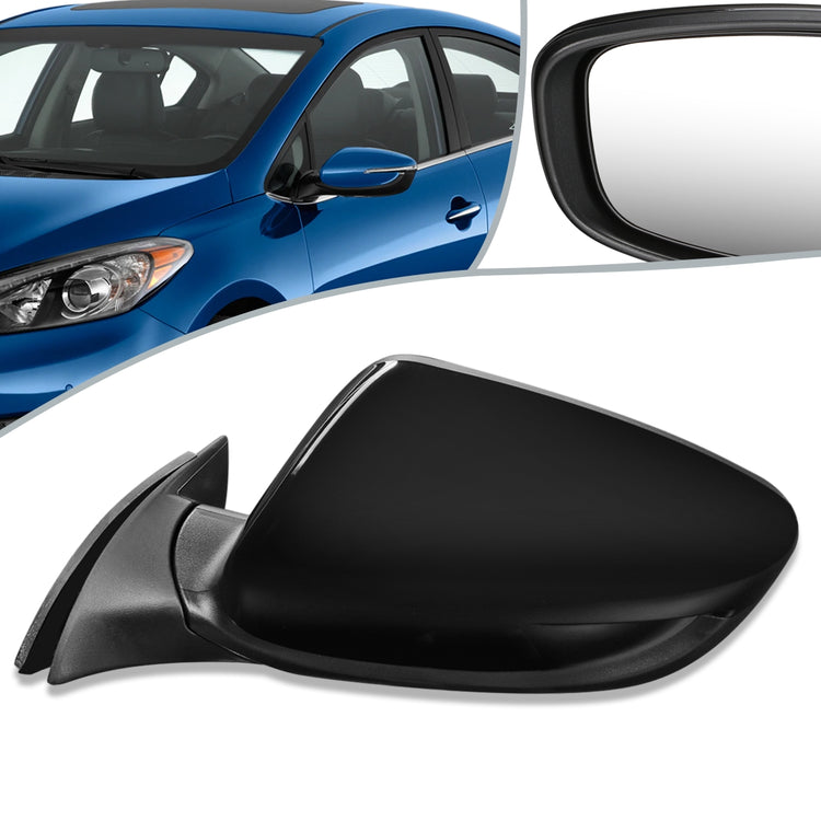 RETROVISOR MIRROR - OEM - 14-16 KIA FORTE, FORTE KOUP - POWERED - HEATED - FOLDING - BLACK MATERIAL - LEFT