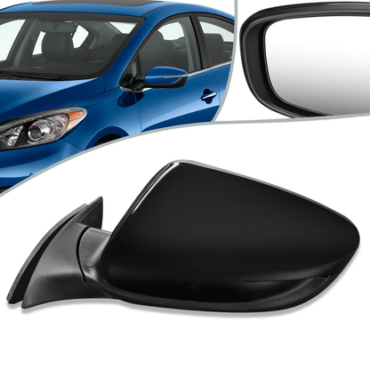 RETROVISOR MIRROR - OEM - 14-16 KIA FORTE, FORTE KOUP - POWERED - HEATED - FOLDING - BLACK MATERIAL - LEFT