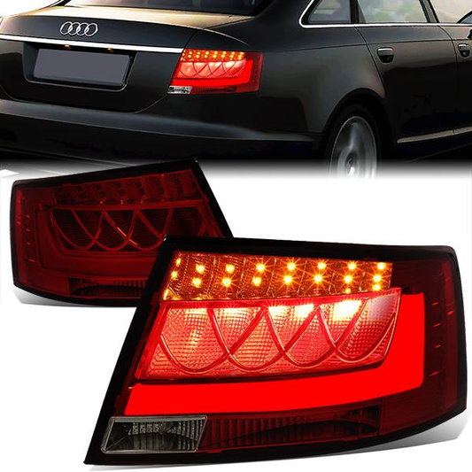 FAROS TRASEROS 05-08 AUDI A6 , A6 QUATTRO - 3D - LED - RED / SMOKE