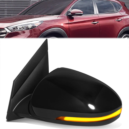 RETROVISOR MIRROR - OE STYLE - HYUNDAI TUCSON 16-18 - WITH POWER WITH HEATED GLASS WITH BLIND SPOT WITH SIGNAL - PASSENGER SIDE - PAINT TO MATCH - BLACK