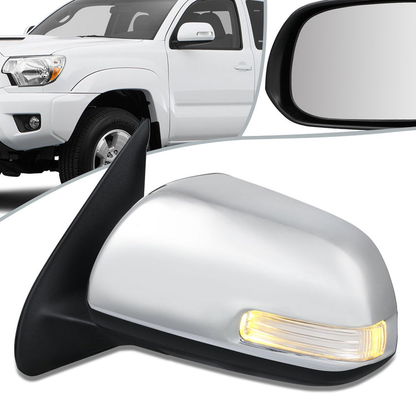 RETROVISOR MIRROR - OEM - 12-15 TOYOTA TACOMA - POWER MIRROR ADJUSTMENT - W/O HEAT, SIGNAL LIGHT, MEMORY, PUDDLE LIGHT, BLIND SPOT DETECTION OR ASPHERICAL GLASS - FOLDING - ONLY FITS VEHICLES W/ MATCHING FUNCTIONS AS MIRRORS - BLACK / CHROME COVER - LEFT