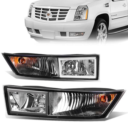 FAROS DE NIEBLA 07-14 CADILLAC ESCALADE , ESV / 07-13 ESCALADE EXT - WITH SWITCH AND BEZEL - H10 BULB - CHROME / CLEAR