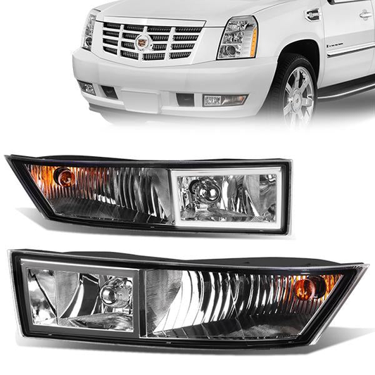 FAROS DE NIEBLA 07-14 CADILLAC ESCALADE , ESV / 07-13 ESCALADE EXT - WITH SWITCH AND BEZEL - H10 BULB - CHROME / CLEAR